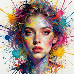 portrait art, fractal splatter paint
