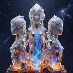 3 d goddess crystalized cathedral portrait, sculpture sigma 5 0 0 mm f 4, smooth, geometric, symmetrical aboriginal, bioluminescent, plasma, lava, thunderstorm! artwork by tooth wu and wlop and beeple and greg rutkowski, 8 k trending on artstation,