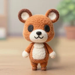 a needle felted tom nook from animal crossing, needle felting art.