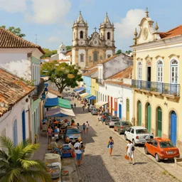 prosperous markets in salvador bahia Brazil, digital painting