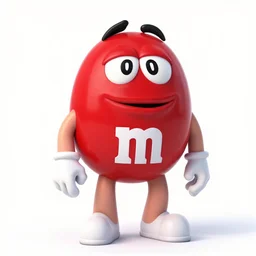 red m - character, m & m mascot, m & m figure, m & m plush, m & m candy dispenser, unreal engine, studio lighting, cosplay