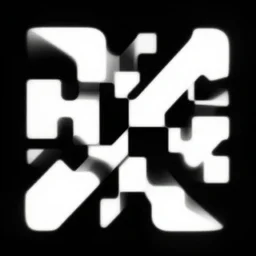 black and white generative art of random geomteric shapes, minimalistic vector graphics, black background