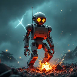 video game involved robot try to survive from the storm
