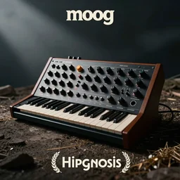 moog modular synthesizer, album cover art by Hipgnosis