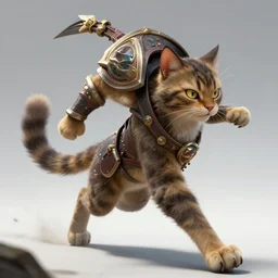 a fantasy proto - cat warrior running inspired league of legends arkane full body detailed and realistic 4 k trending on artstation, still frame from movie