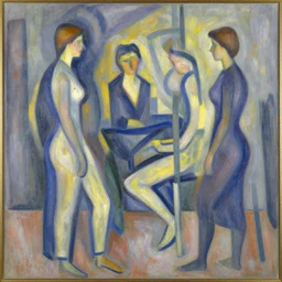 abstract art painting figures lines forms geometry in style of pierre - auguste renoir, fotorealistic, high details,