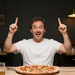 pizza man with fingers for arms