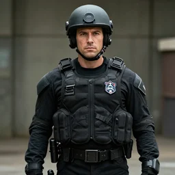 harold ramis dressed up in swat gear.