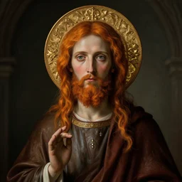 au naturel, carroty hair, orthodox saint, exquisite detail, extremely moody lighting, 8 k