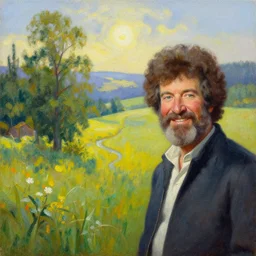 the most beautiful landscape you've ever seen, Bob Ross, Thomas Kinkade, oil on canvas