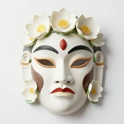 tribal mask made from waterlily flowers