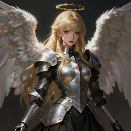 angel knight gothic girl. by amano yoshitaka, by rembrandt, studio gibli, digital art, digital painting, artstation trending, unreal engine
