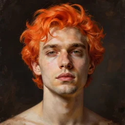 man with orange as head