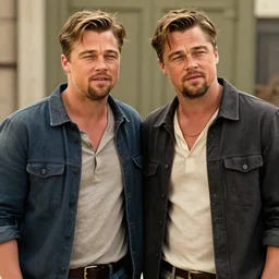 rrr starring brad pitt and leonardo dicaprio production still