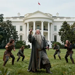 gandalf attacks the white house, made by stanley artgerm lau, wlop, rossdraws, artstation, cgsociety, concept art, cgsociety, octane render, trending on artstation, artstationhd, artstationhq, unreal engine, 4 k, 8 k