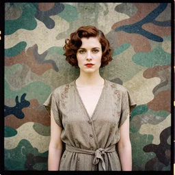 kodak portra 4 0 0, 8 k, highly detailed, britt marling style, award winning colour portrait of a concrete wall with colourful camouflage painting, 1 9 2 0 s hair, 1 9 2 0 cloth style