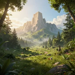 a serene landscape of jehovah witnesses paradise, volumetric illumination, octane render, cinematic lightning, 8 k