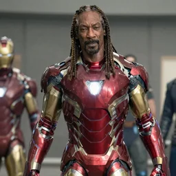 film still of snoop dogg snoop dogg as iron man in new avengers film, 4k