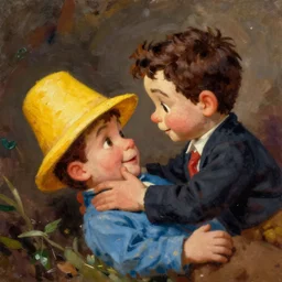 thomas kinkade painting of curious george hiding the body of the man in the yellow hat