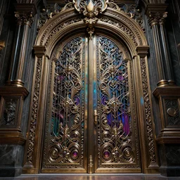 vibrant ultra clear cybernetic gate symmetry background wallpaper by laurie greasley rene magritte gustave dore, low contrast, cinematic dramatic lighting, hyper realistic detailed intricate render, hypermaximalist, ornate, epic composition, 4 k 8 k, octane blender, sharp focus, concept art, masterpiece award winning artstation