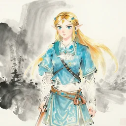 chinese ink painting of zelda