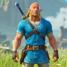 screenshot from zelda breath of the wild game dwayne the rock johnson as zelda breath of the wild character