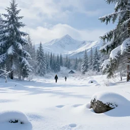 a molang scene in the winter