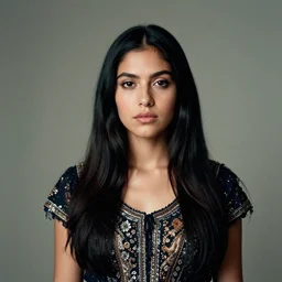 award winning portrait photo of a young mexican woman in the style of helmut newton, color