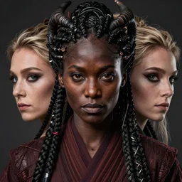 black germanic, irish female, jedi master, wearing the traditional jedi robe, beautiful and uniquely odd looking, detailed symmetrical close up portrait, intricate complexity, in the style of artgerm and ilya kuvshinov, magic the gathering, star wars art