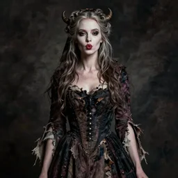 full length portrait of a beautiful irish coquette witch, pouty lips, pale skin, torn robes, in a style blend of greg rutkowski and gaston bussiere and boris vallejo, cinematic lighting, sharp focus, photorealistic