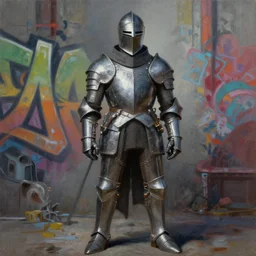 greg manchess oil matte portrait painting, knight helmet with legs, masterpiece, highly detailed, scifi, deep focus, elegant, digital painting, street art, trending artstation, sharp focus, shading, dramatic illumination, ultra realistic, 4 k, art by greg rutkowski wlop rossdraws