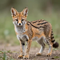 high quality photograph of a creature that is half fennec fox and half serval.