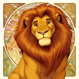 Simba lion king Disney a very detailed a very detailed elegant, sharp focus, a very detailed art by alphonse mucha and greg rutkowski