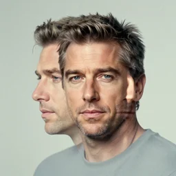 double exposure composite portrait of jeff goldblum, floating head portrait, 1 9 8 5