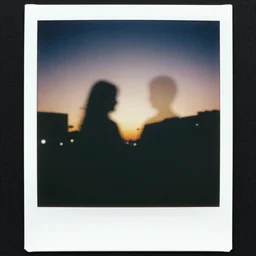 polaroid of a dream, silhouettes, reflection, double exposure, high contrast