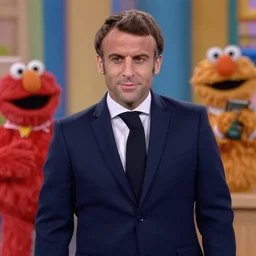 Still of Emanuel Macron in Sesame Street