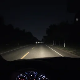 car driver view, night, liminal space, dark place