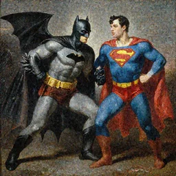 batman and superman by michelangelo neoclassical, academic painting