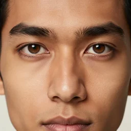 extreme close - up shot, studio photography portrait of a beautiful indian and southeast asian man, light brown eyes, in the style of saul leiter, intricate details, depth of field, photorealistic, face symmetry, warm lighting, 2 4 mm, 8 k