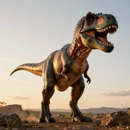 portrait of t-rex by Peter Mohrbacher and Peter Gric, volumetric lighting, good composition, trending on artstation, polarizer filter, in the golden hour