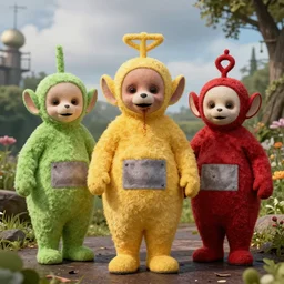 teletubbies disgusting true form revealed, horror, high details, intricate details, by vincent di fate, artgerm julie bell beeple, 1 9 8 0 s, inking, vintage 8 0 s print, screen print