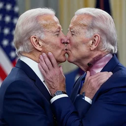 joe biden kissing himself