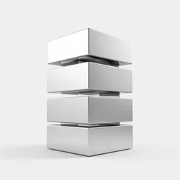 sculpture made of stacked 1 0 block, contemporary art, minimal, silver steel, trending on behance, keyshot 1 1