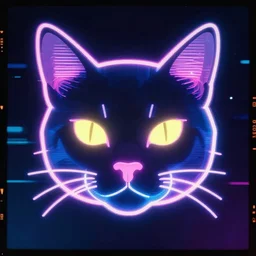 cat head outline, laser eyes, portrait, vaporwave, synthwave, neon, vector graphics, cinematic, volumetric lighting, f 8 aperture, cinematic eastman 5 3 8 4 film, photorealistic