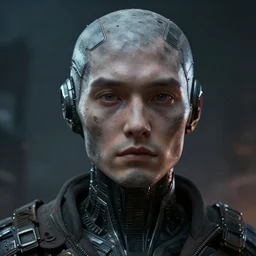 photorealistic portrait of an artificial intelligence, 3d cgi, realistic, dramatic, dark mood, war apocalyptic,