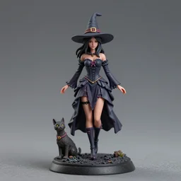 80mm, resin detailed model figure of a female wearing a witch dress