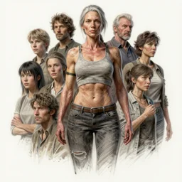 highly detailed vfx portrait of, woman getting progressively older muscular by stephen bliss, chalk, unrealengine, greg rutkowski, loish, rhads, beeple, chalk, makoto shinkai and lois van baarle, ilya kuvshinov, rossdraws, tom bagshaw, basil gogos