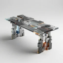 constructivism table made of rectangle tetris, steel & acrylic, octane render, trending on artstation