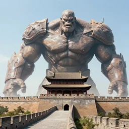 colossal titan invading the great wall of china, concept art, trending on artstation, wlop, ross draws, digital painting, mixed media, intricate details,