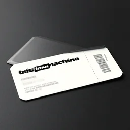 photoshop mockup of a concert ticket on a table, bandname is tripmachine, realistic digital art, on the ticket is a 3 d render of a huge futuristic steampunk generator, 8 k, fluorescent colors, halluzinogenic, multicolored, exaggerated detailed, unreal engine